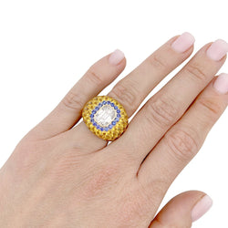 Bague en or blanc, pierres et diamant brun - Castafiore