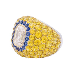Bague en or blanc, pierres et diamant brun - Castafiore