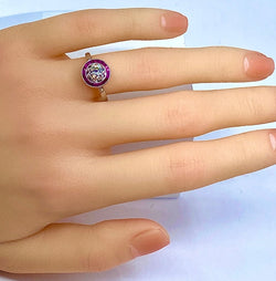 Bague en or blanc, rubis et diamants - Castafiore