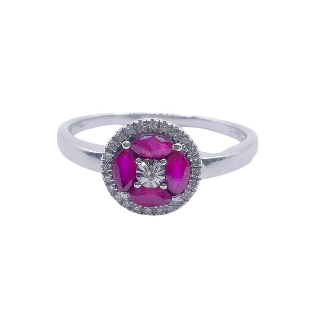 Bague en or blanc, rubis et diamants - Castafiore