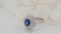 Bague en or blanc, saphir et diamants - Castafiore