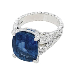 Bague en or blanc, saphir et diamants - Castafiore