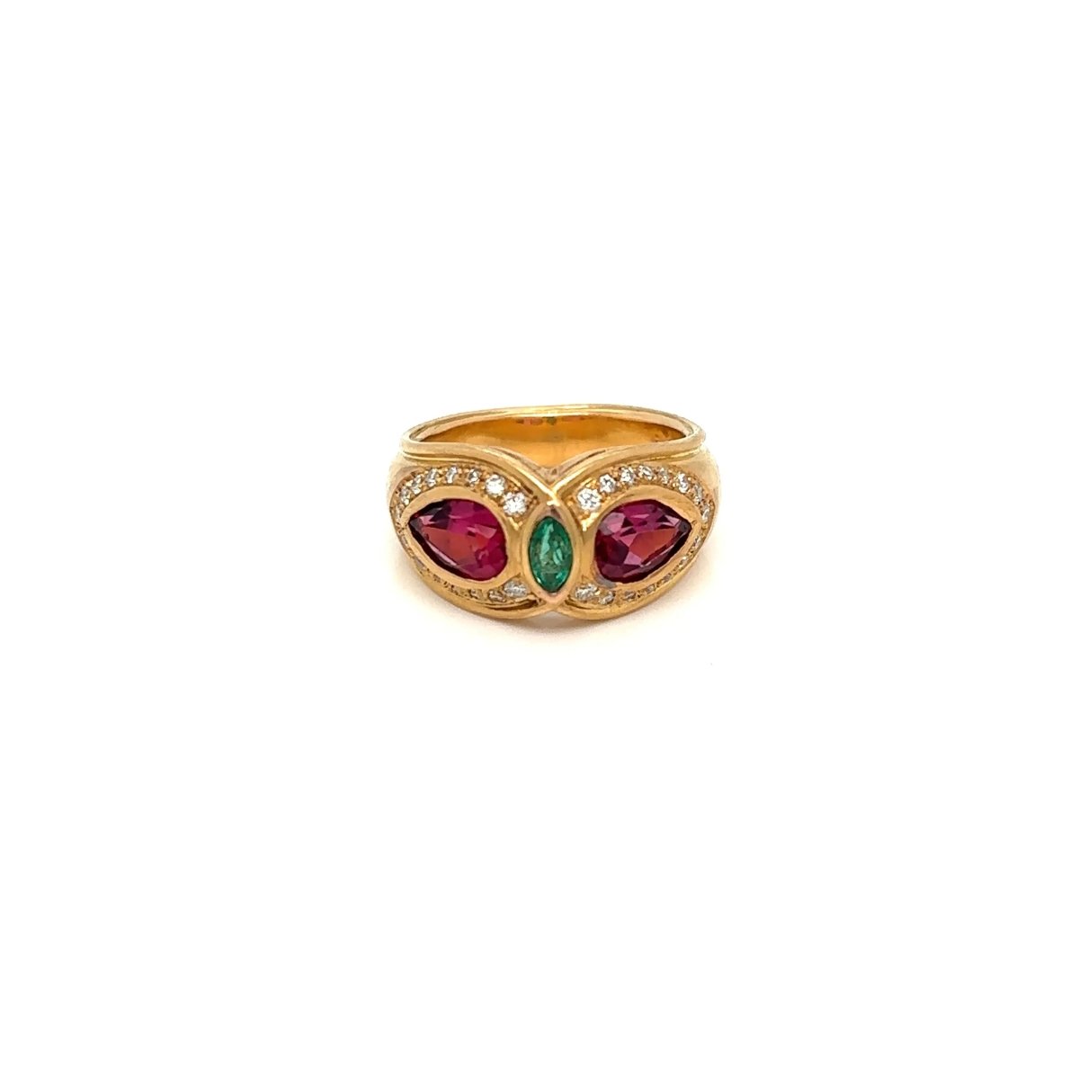 Bague en or Bulgari Emeraude Tourmaline Diamant - Castafiore