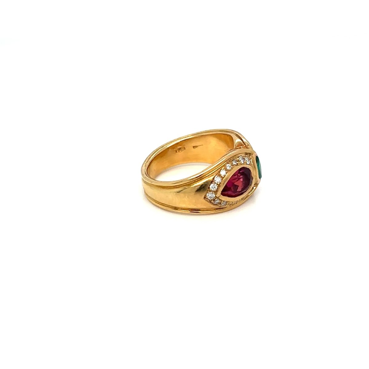 Bague en or Bulgari Emeraude Tourmaline Diamant - Castafiore