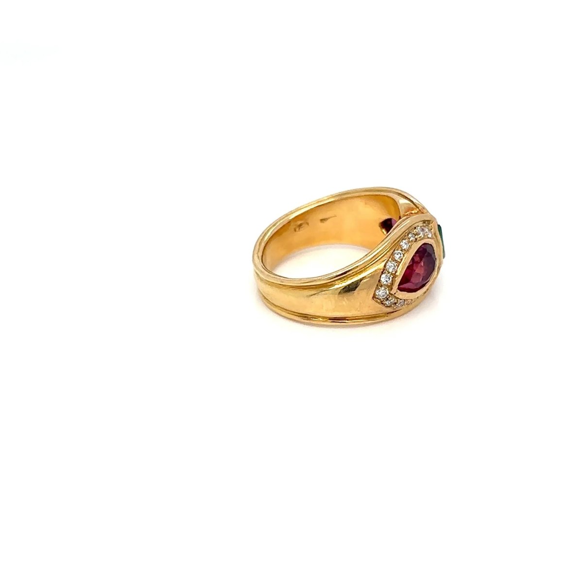 Bague en or Bulgari Emeraude Tourmaline Diamant - Castafiore