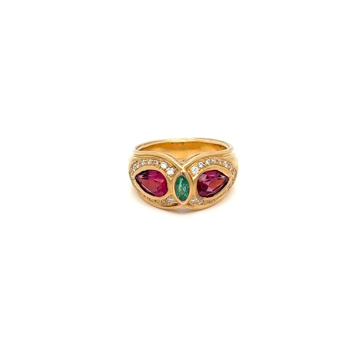 Bague en or Bulgari Emeraude Tourmaline Diamant - Castafiore