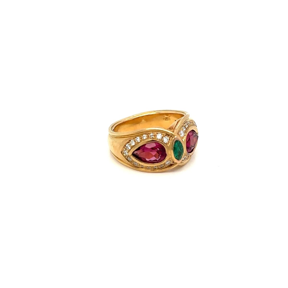 Bague en or Bulgari Emeraude Tourmaline Diamant - Castafiore