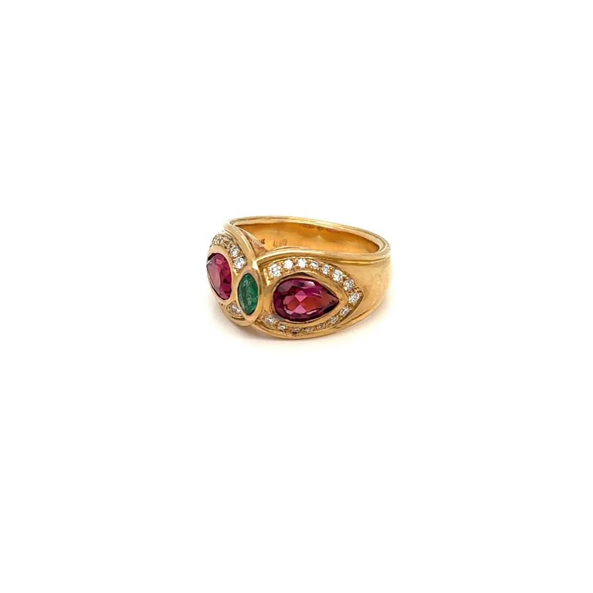 Bague en or Bulgari Emeraude Tourmaline Diamant - Castafiore