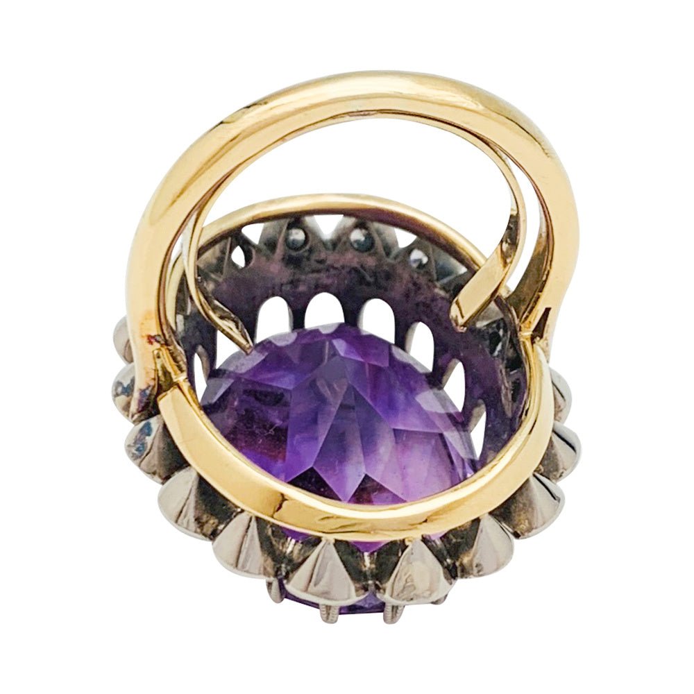Bague en or et argent début du XX eme siècle, améthyste et diamants - Castafiore