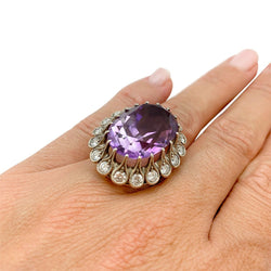 Bague en or et argent début du XX eme siècle, améthyste et diamants - Castafiore