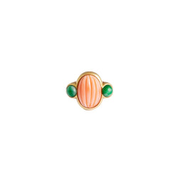 Bague en or jaune, corail et jade - Castafiore