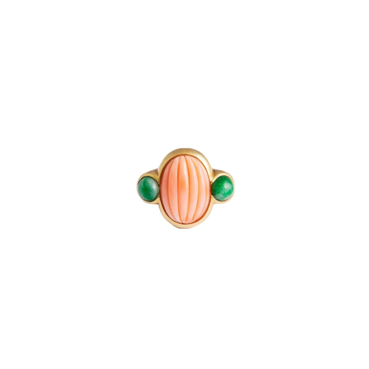 Bague en or jaune, corail et jade - Castafiore
