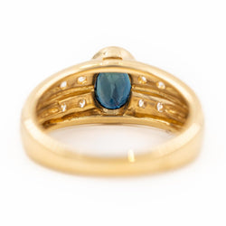 Bague en or jaune, diamants et saphir - Castafiore