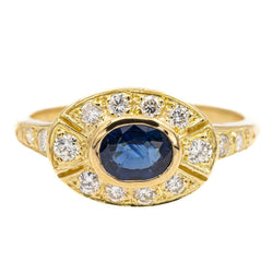 Bague en or jaune, diamants et saphir - Castafiore