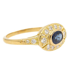 Bague en or jaune, diamants et saphir - Castafiore
