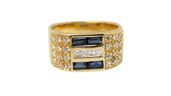 Bague en or jaune, diamants et saphirs - Castafiore