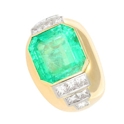 Bague en or Jaune, émeraude et diamants - Castafiore