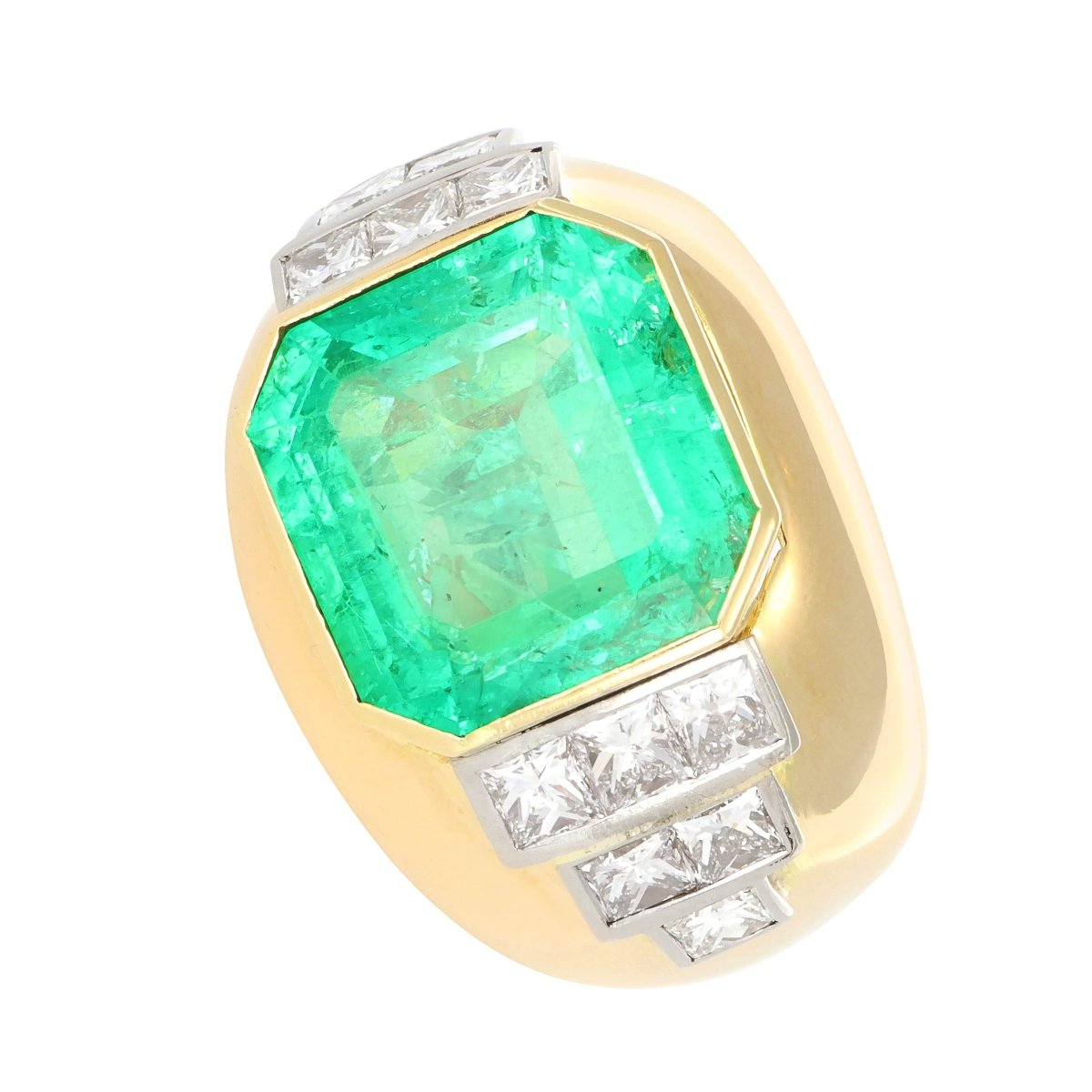 Bague en or Jaune, émeraude et diamants - Castafiore