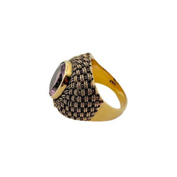 Bague en or jaune et améthyste - Castafiore