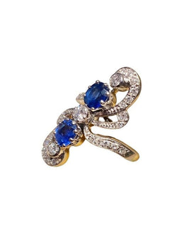 Bague en or jaune et blanc, saphirs et diamants - Castafiore