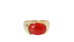 Bague en or jaune et Corail en cabochon - Castafiore