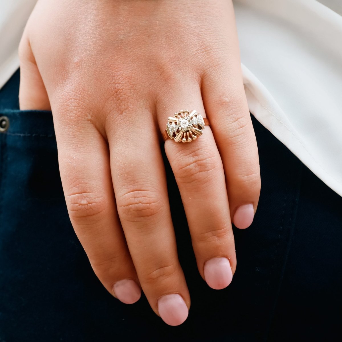 Bague en or jaune et diamant - Castafiore