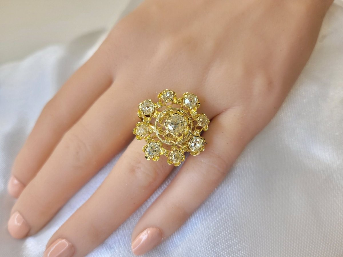 Bague en or jaune et diamants - Castafiore