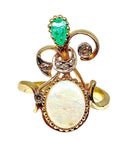 Bague en or jaune et or blanc 18 carats en opale, émeraude et diamants - Castafiore
