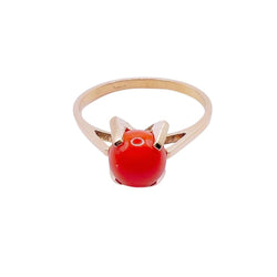 Bague en or jaune et perle de corail - Castafiore