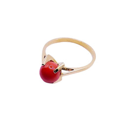 Bague en or jaune et perle de corail - Castafiore