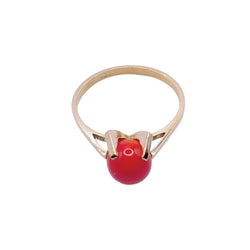 Bague en or jaune et perle de corail - Castafiore