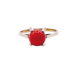 Bague en or jaune et perle de corail - Castafiore