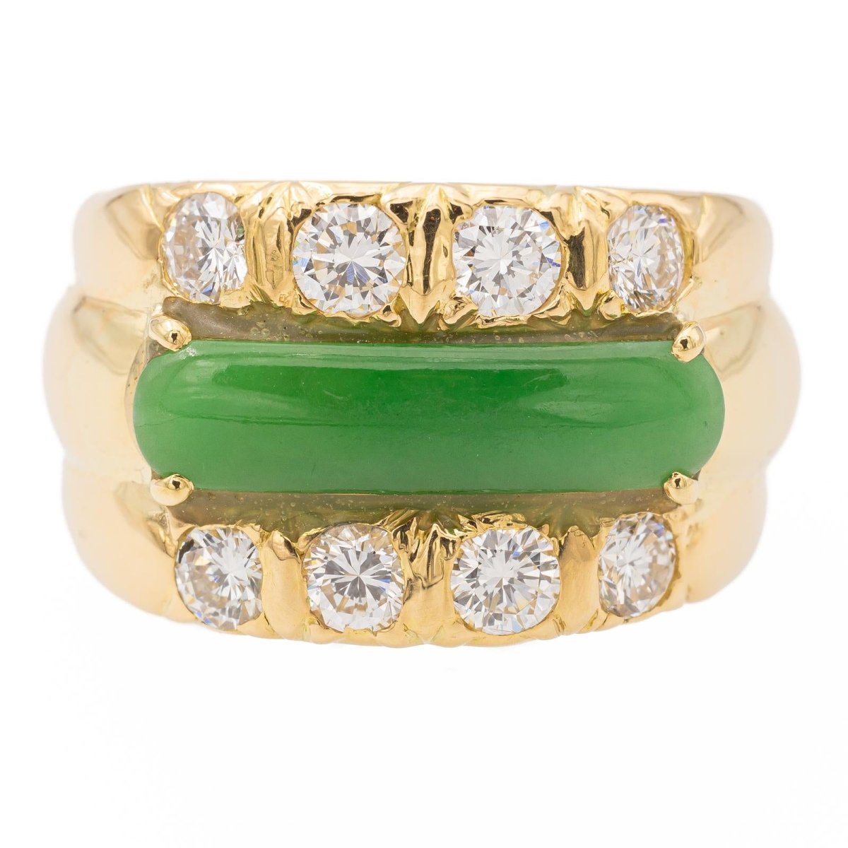 Bague en or jaune, jade et diamants - Castafiore