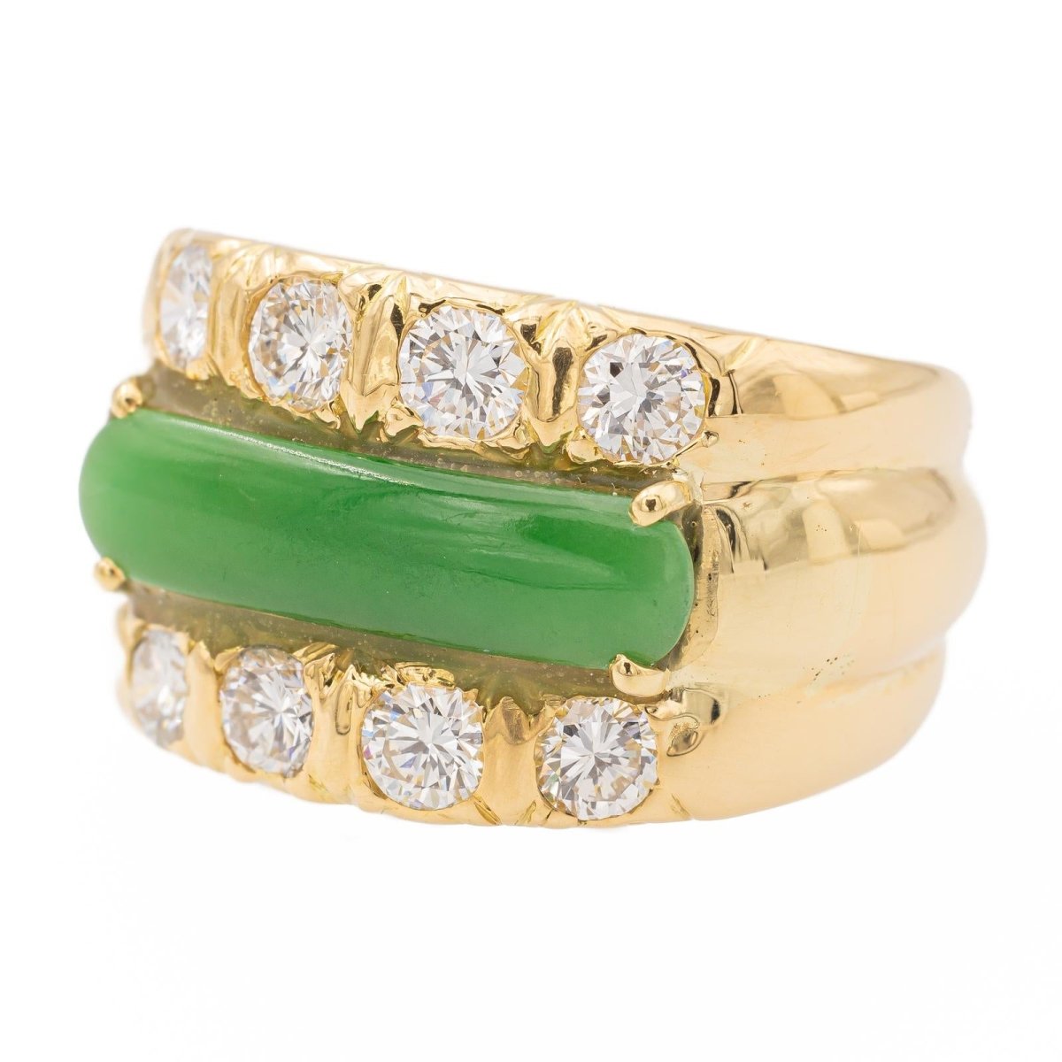 Bague en or jaune, jade et diamants - Castafiore