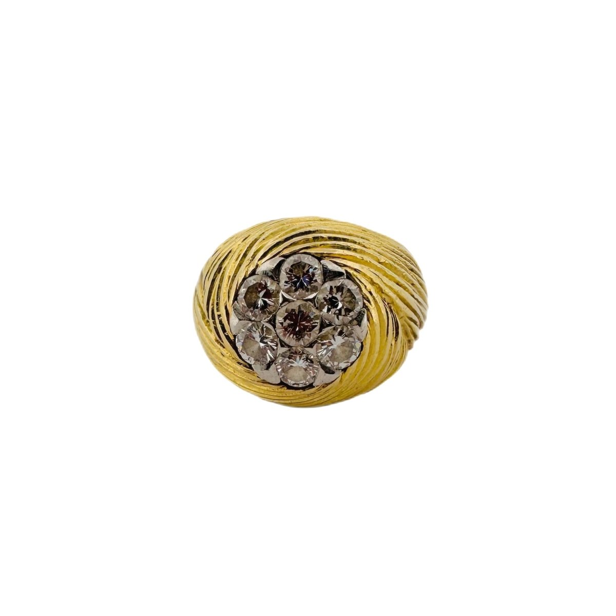 Bague en or jaune, platine et diamants - Castafiore