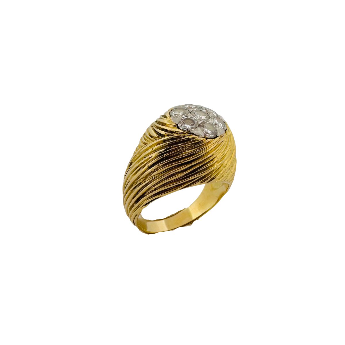 Bague en or jaune, platine et diamants - Castafiore
