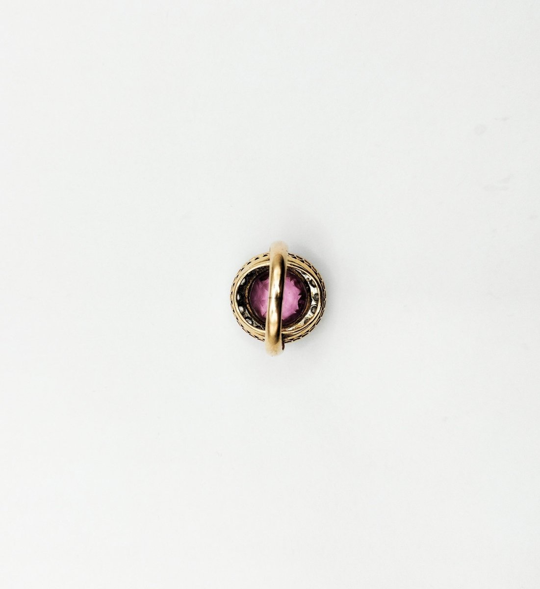 Bague en or jaune, platine et topaze rose - Castafiore