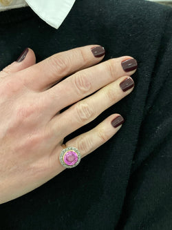 Bague en or jaune, platine et topaze rose - Castafiore