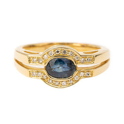 Bague en or jaune, saphir et diamants - Castafiore