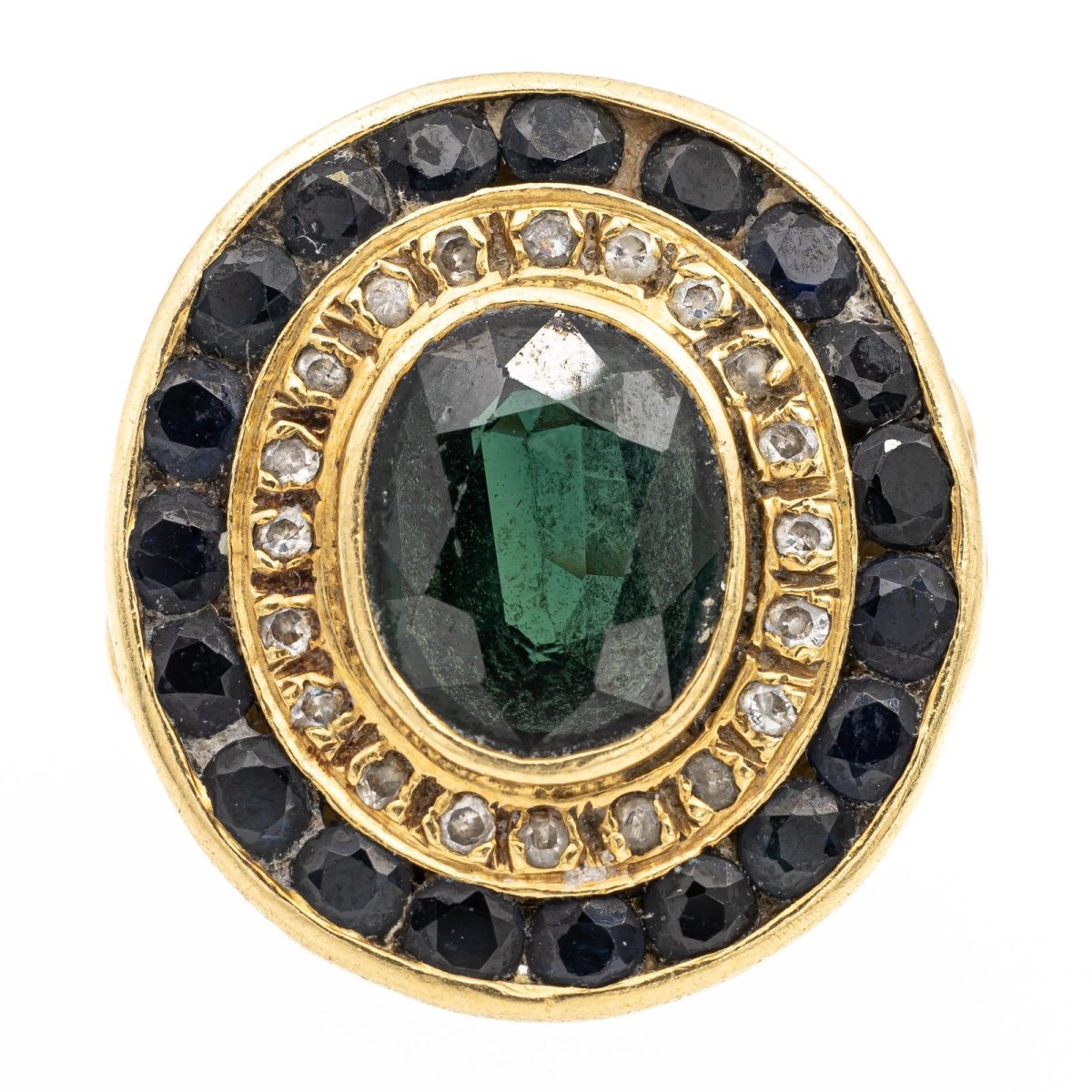 Bague en or jaune, saphir et diamants - Castafiore