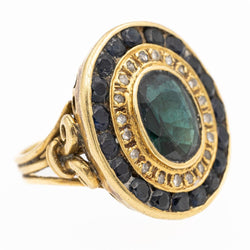 Bague en or jaune, saphir et diamants - Castafiore