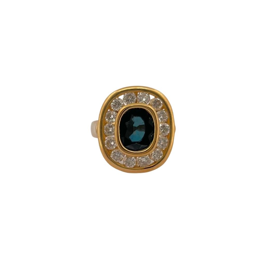 Bague en or jaune saphir et diamants - Castafiore