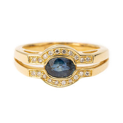 Bague en or jaune, saphir et diamants - Castafiore