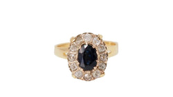 Bague en or jaune, saphir et diamants - Castafiore