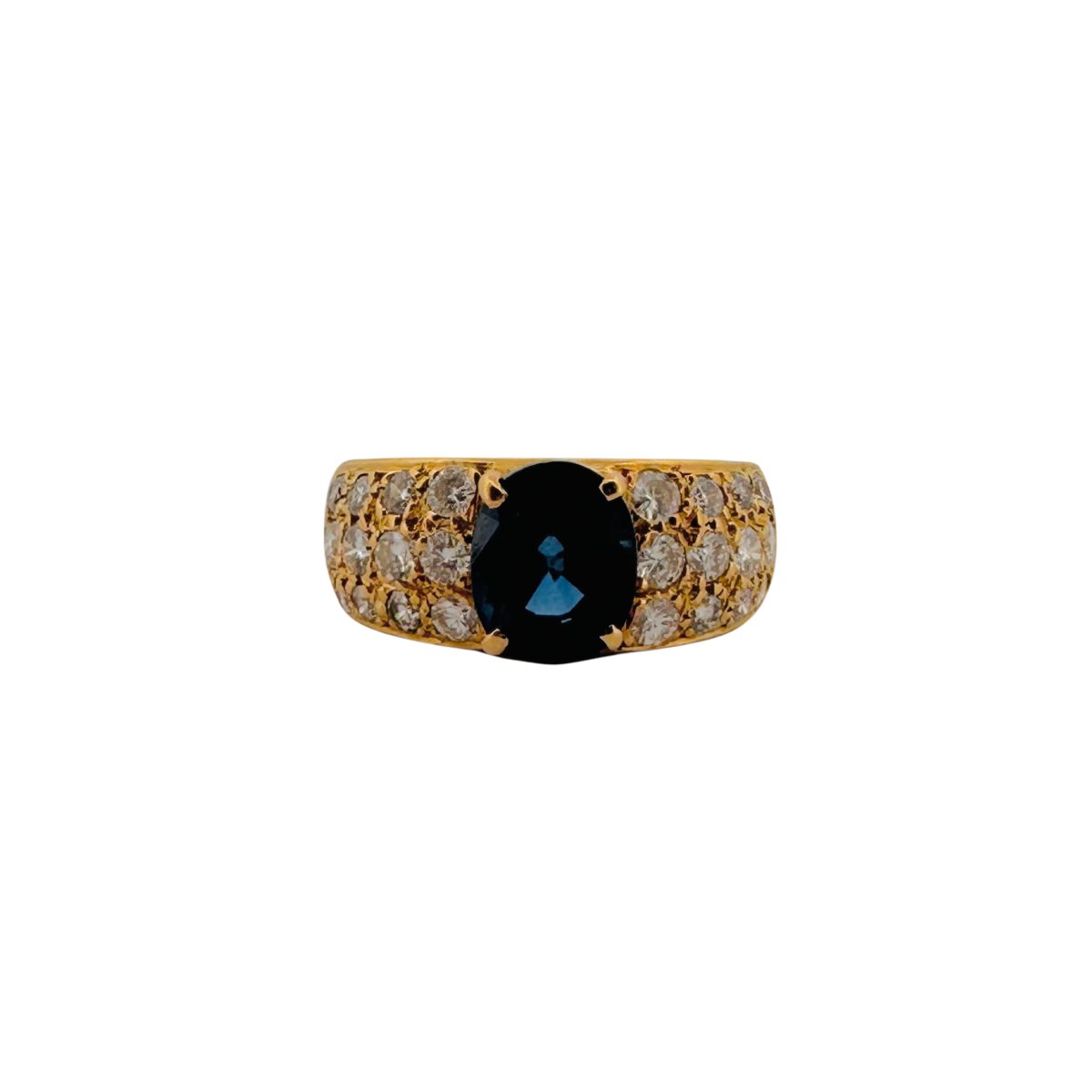 Bague en or jaune, saphir et diamants - Castafiore