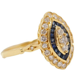 Bague en or jaune, saphirs et diamants - Castafiore