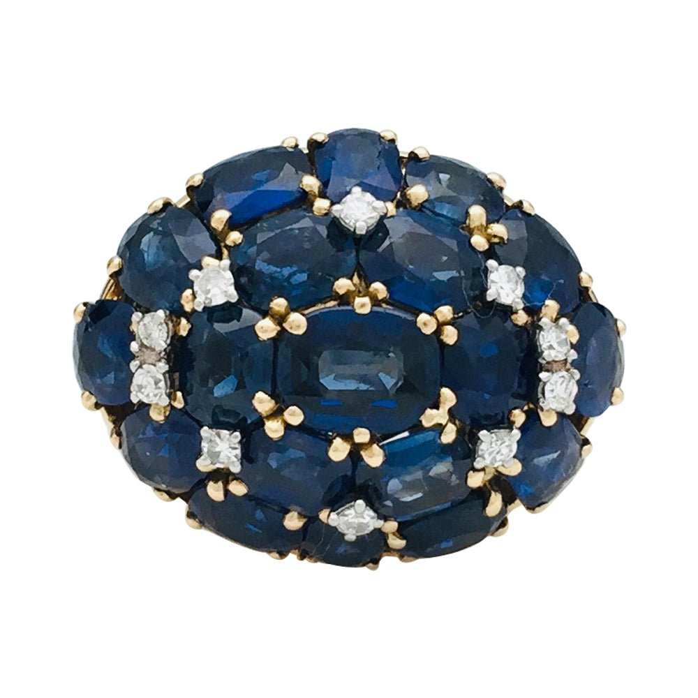 Bague en or jaune saphirs et diamants - Castafiore
