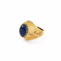 Bague en or jaune texturé et lapis lazuli - Castafiore
