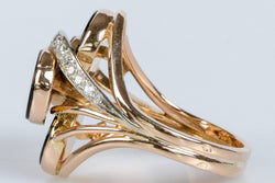Bague en or rose à décor d' onyx et diamants - Castafiore