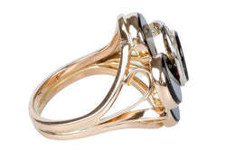 Bague en or rose à décor d' onyx et diamants - Castafiore